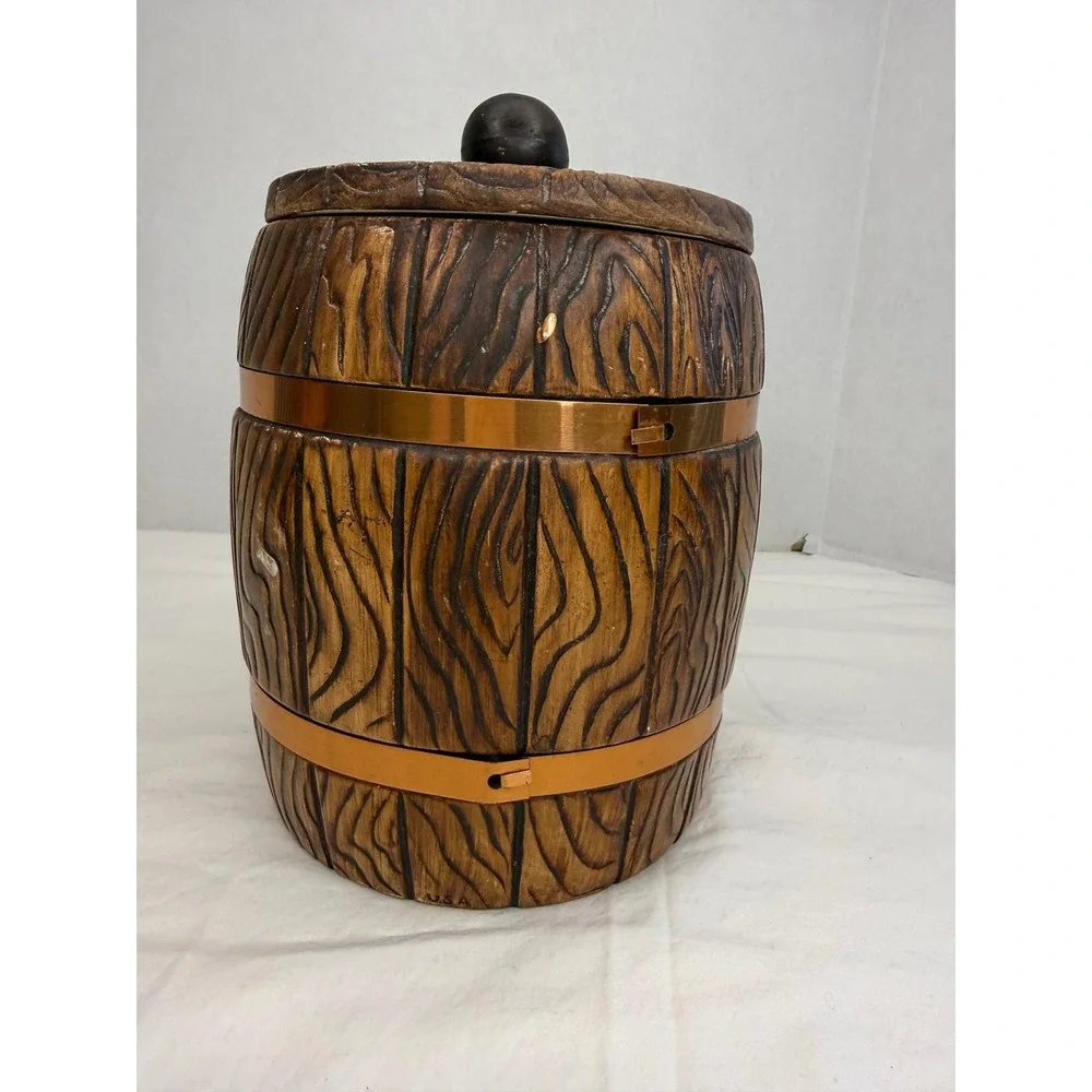 Set of 3 Vintage MCM Treasure Craft‎ Ceramic Canister Barrel Cookies Coffee Tea